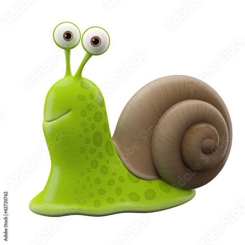 3d render of funny cartoon snail