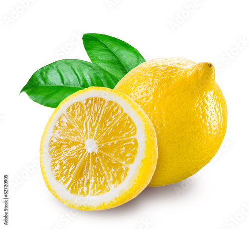 Fresh lemon with a half isolated on white background