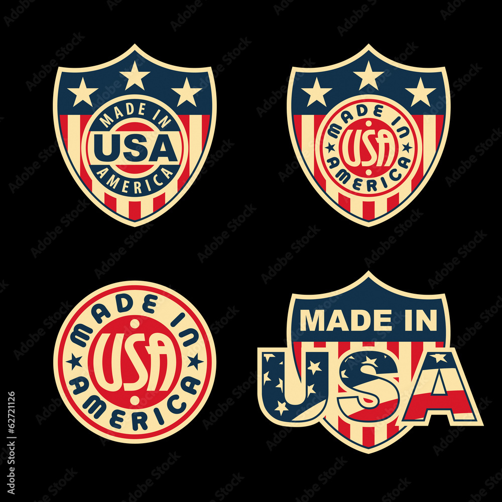 Naklejka premium Made in America (USA) - set of badges and labels.