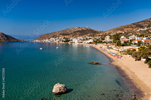 Tolo resort, sandy beach, Greece © stockbksts