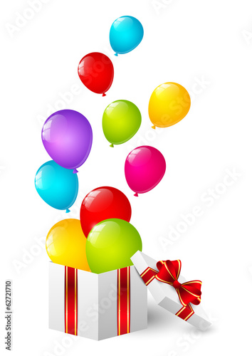 Gift box with color balloons