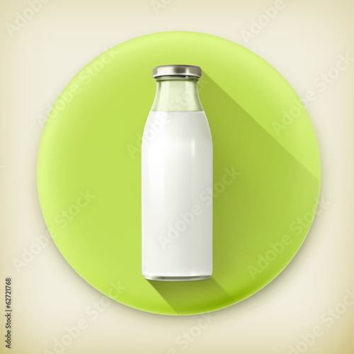 Milk bottle, long shadow vector icon