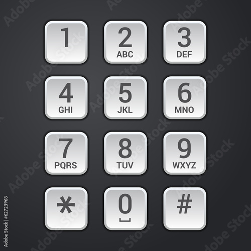 Digital dial plate of security lock or telephone keypad vector