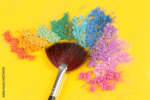 Rainbow crushed eyeshadow and professional make-up brush