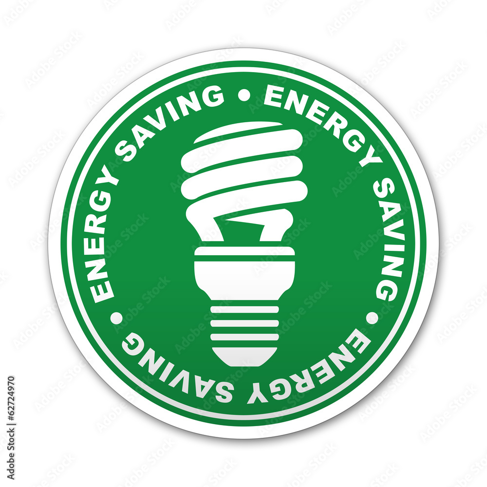 Etiqueta redonda texto ENERGY SAVING Etiqueta redonda texto ENERGY SAVING