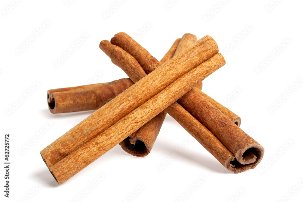 Cinnamon sticks isolated on white background