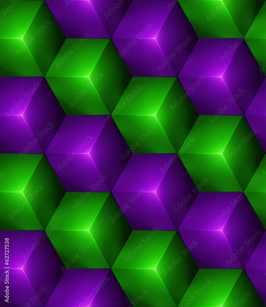 Obraz premium 3d Abstract seamless background with green and purple cubes