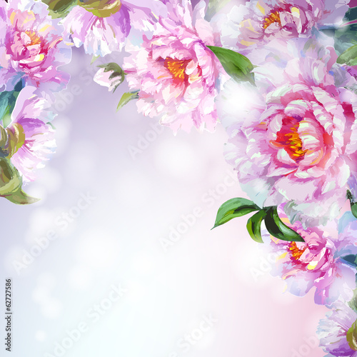 Peonies flowers background.