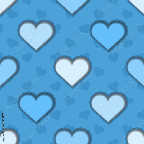Blue 3d Hearts Seamless Background