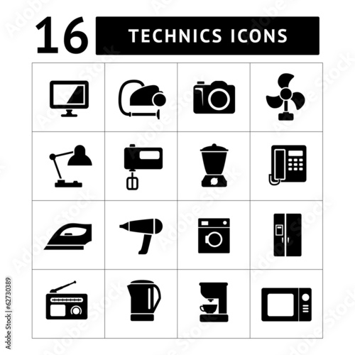 Set icons of home technics and appliances