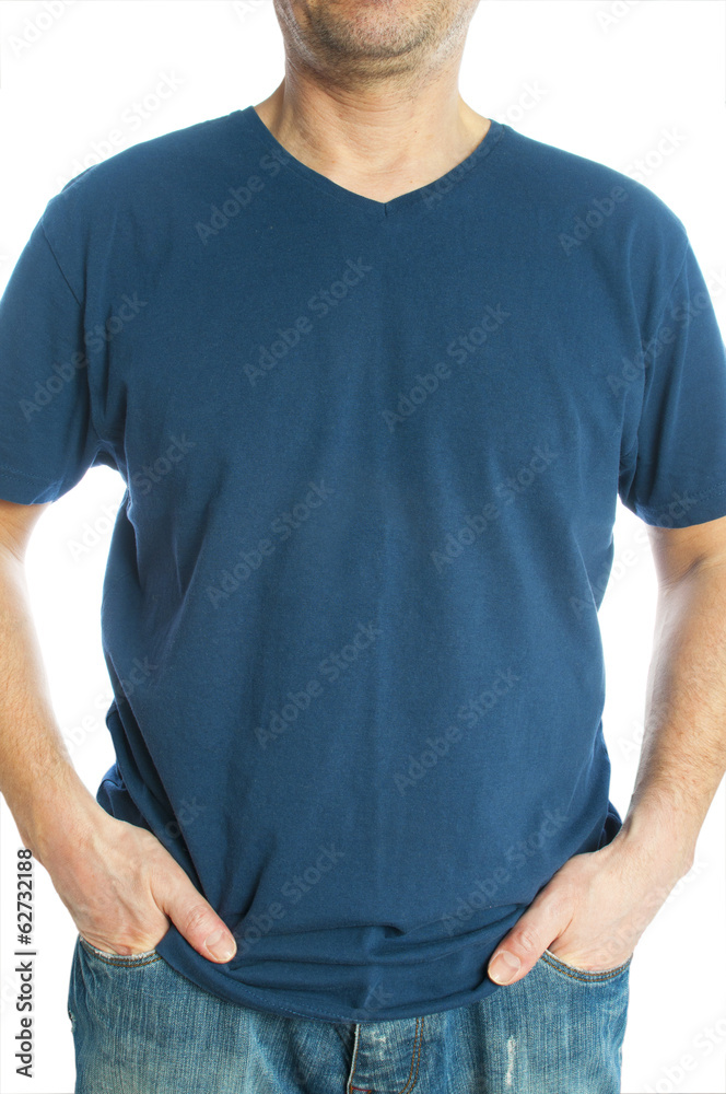 Blue t-shirt on a young man Blue t-shirt on a young man