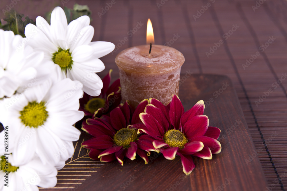 spa motive with flowers and candle