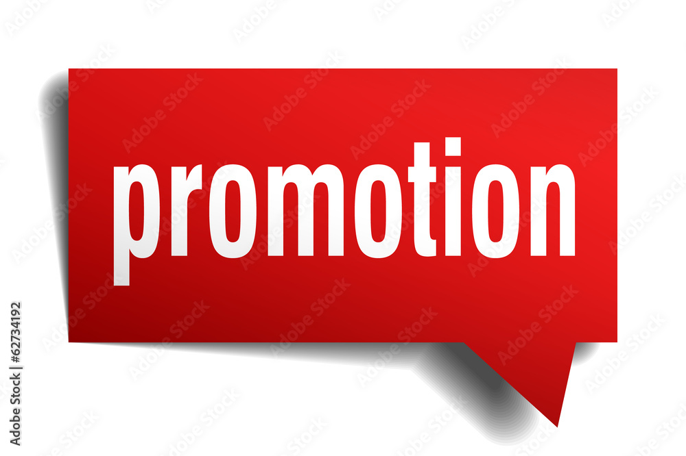 Promotion red 3d realistic paper speech bubble isolated on white Promotion red 3d realistic paper speech bubble isolated on white