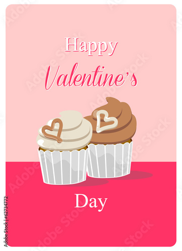 valentine s day card with creamy chocolate cupcakes