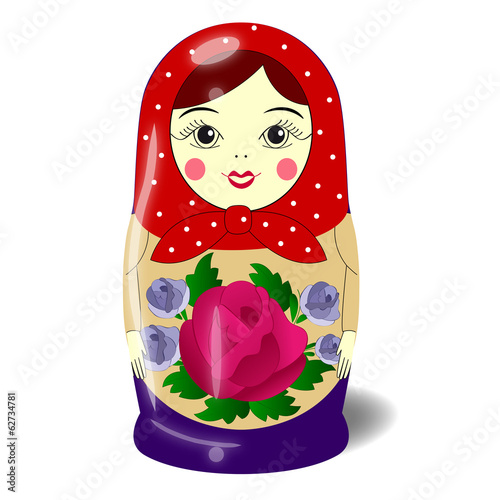 matryoshka, russian traditional nesting doll isolated