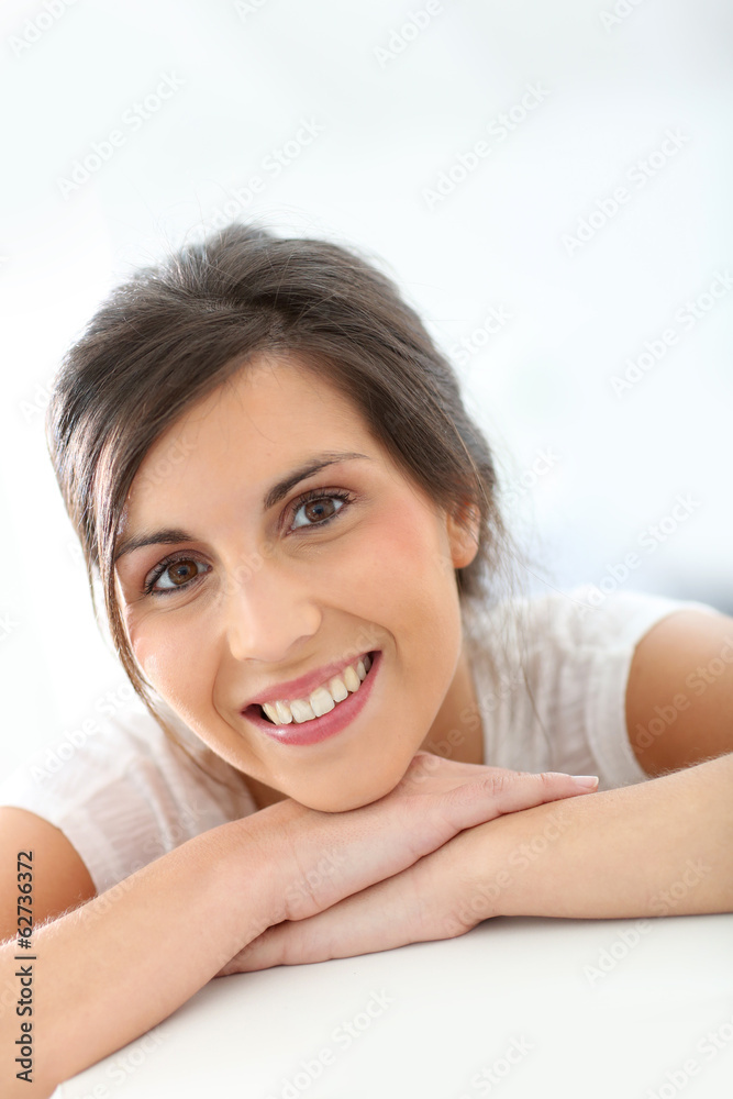 Portrait of smiling young woman, isolated Portrait of smiling young woman, isolated