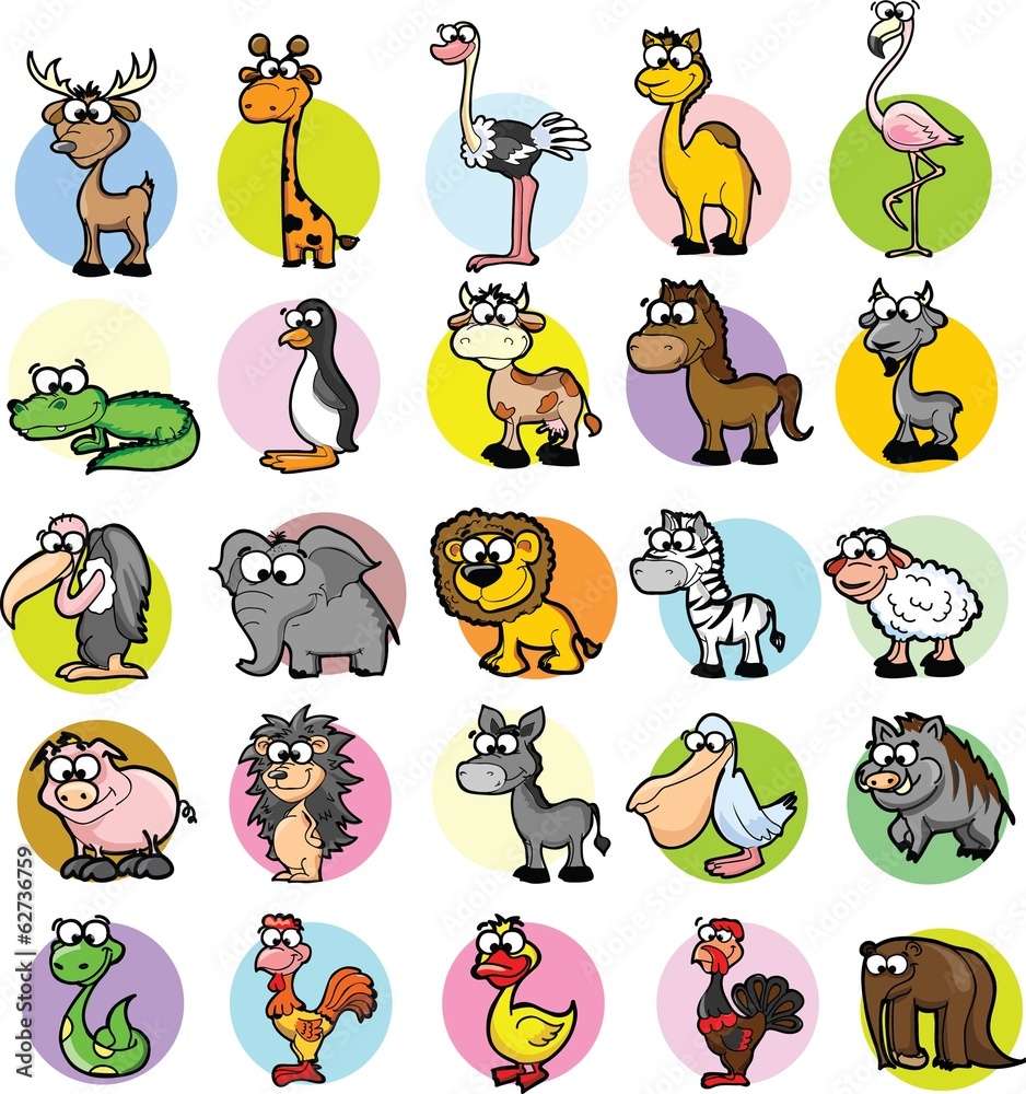 Fototapeta premium Набор милый мультфильм животных
