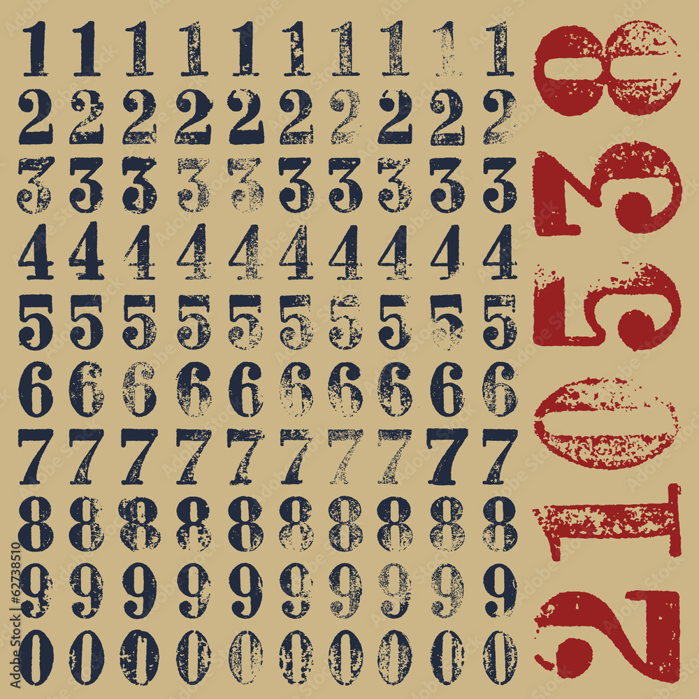 rubber stamp serif numbers