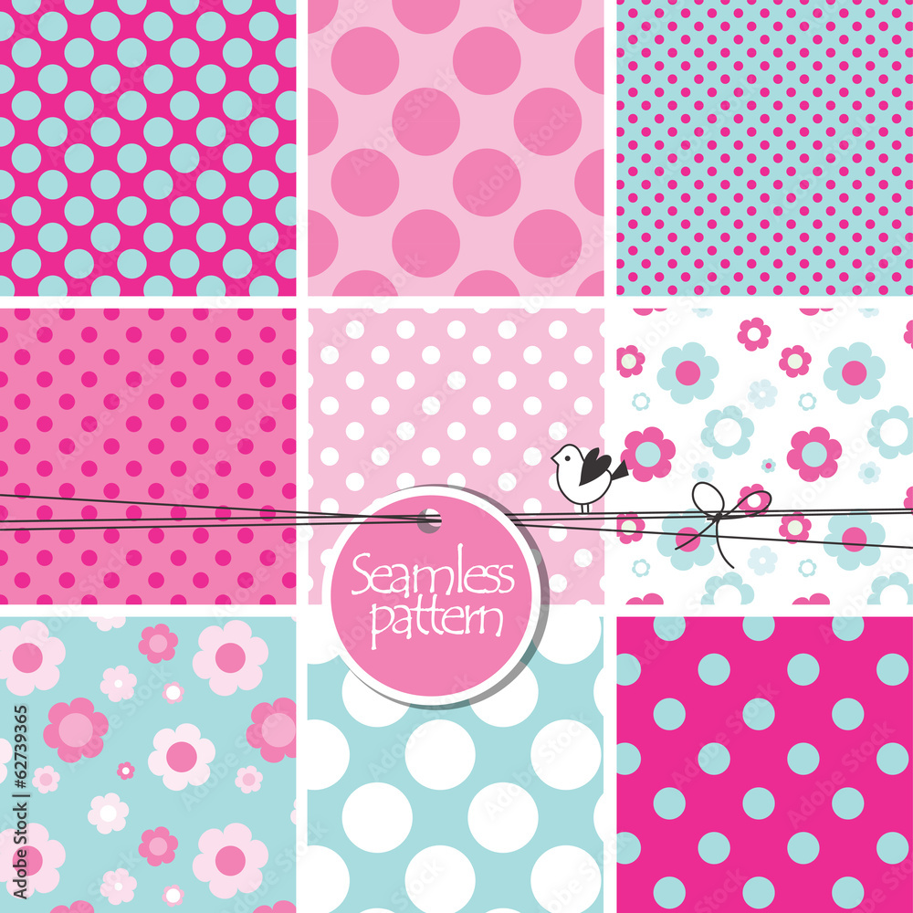 Set of cute seamless patterns Set of cute seamless patterns