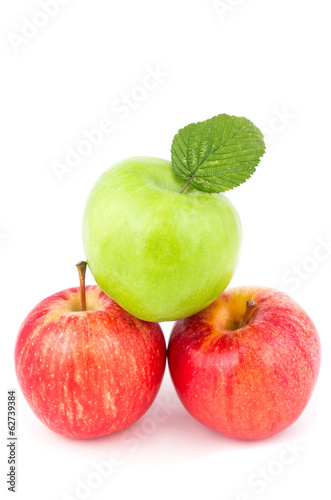 three apples on a white background isolated
