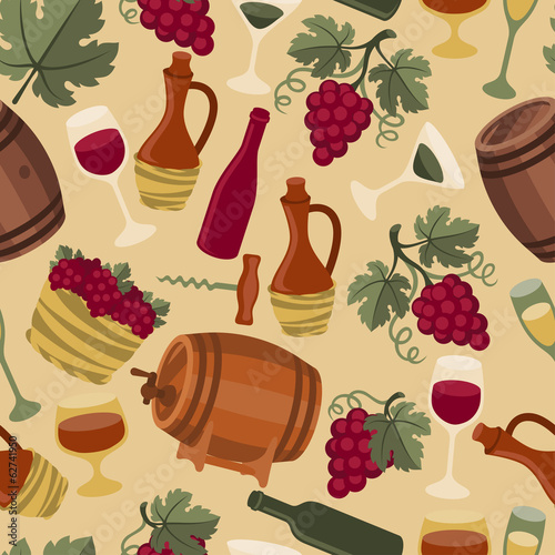 Seamless pattern for wine, wineries and restaurants.