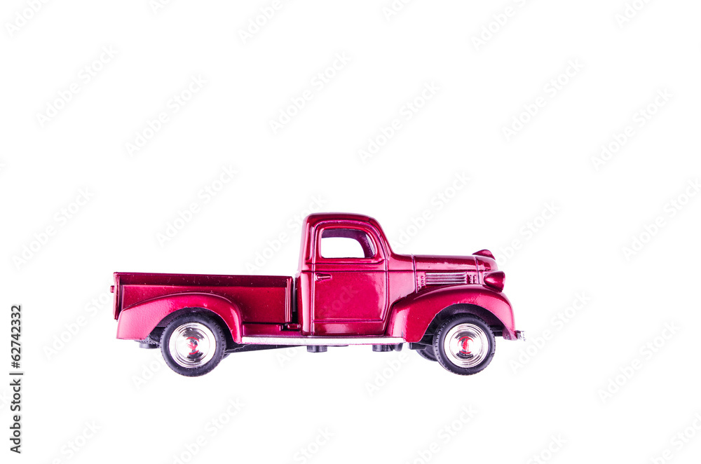 vintage toy cars in white background