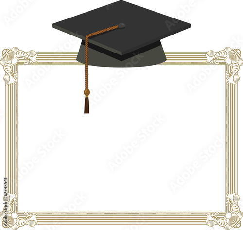 Fotografie Graduation Cap - Black Mortarboard on Diploma