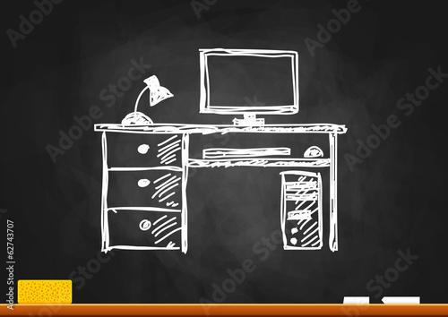 Computer drawing on blackboard