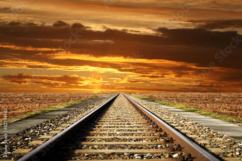 ferrovia al tramonto photo
