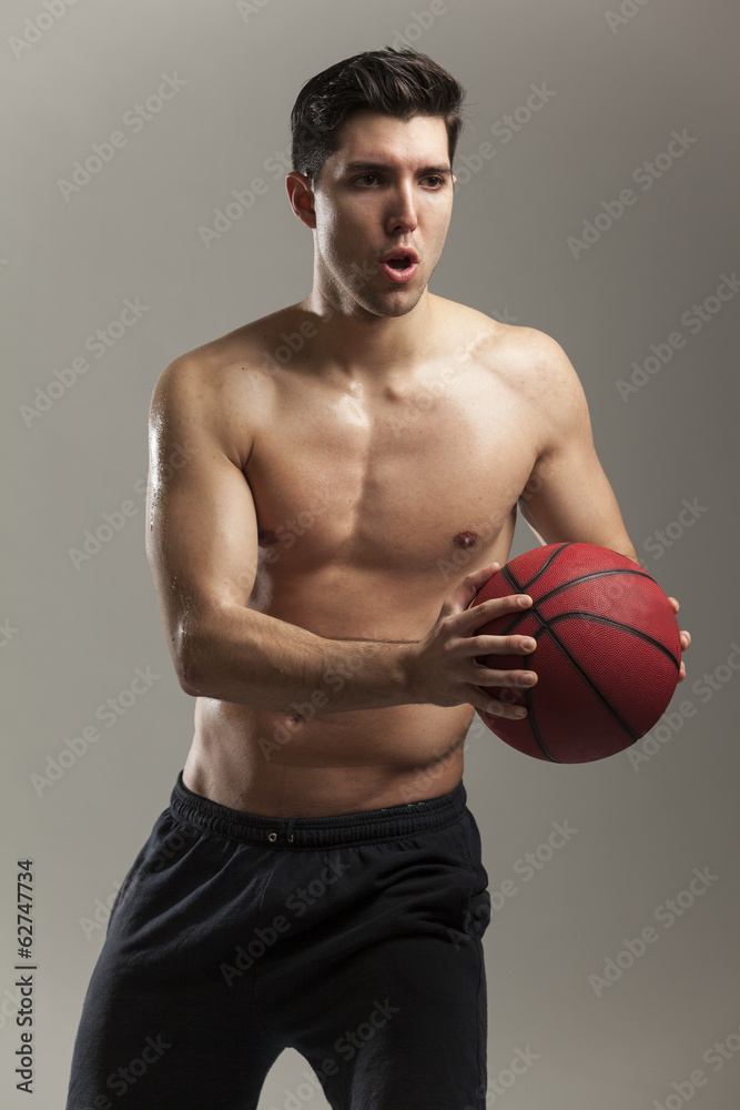 A man working out with his medicine ball