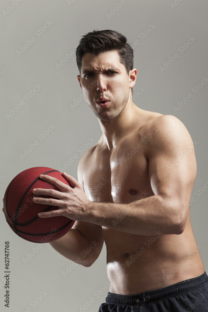 A man working out with his medicine ball