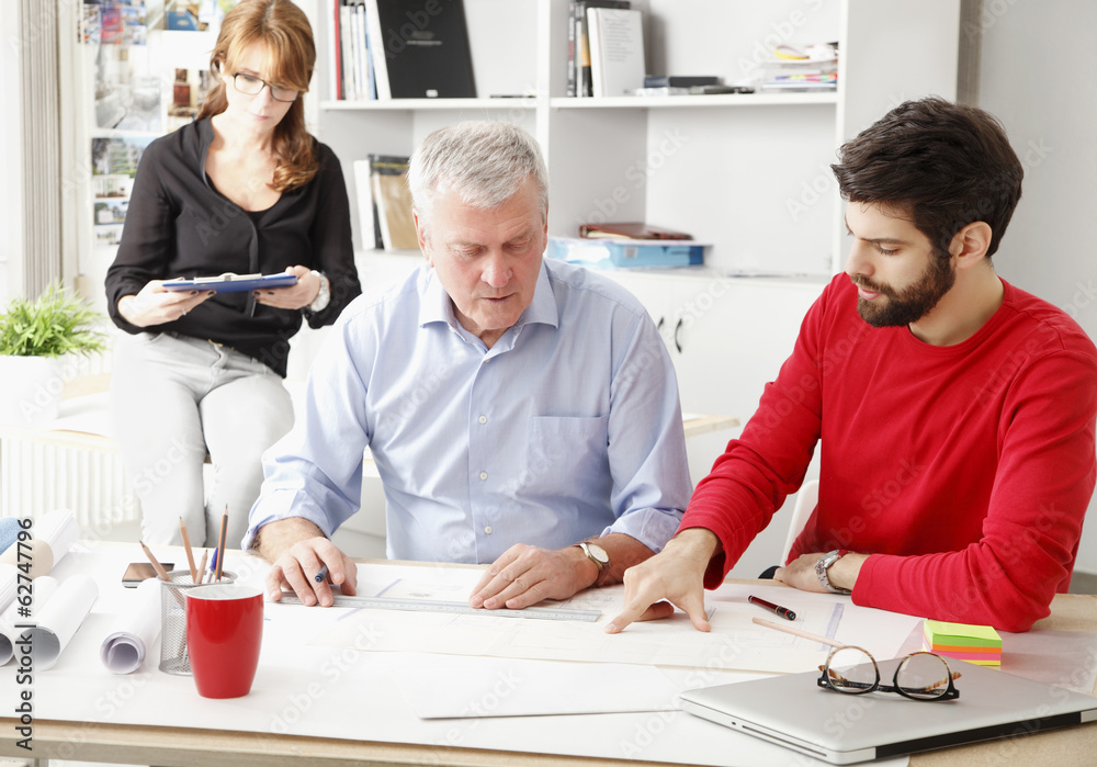 Fototapeta premium Business team in small architect studio