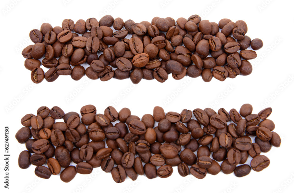 Equals sign of coffee beans isolated on white Equals sign of coffee beans isolated on white