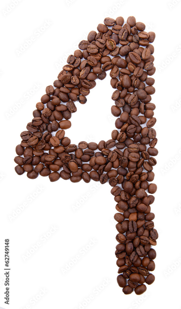 Number from coffee beans isolated on white Number from coffee beans isolated on white