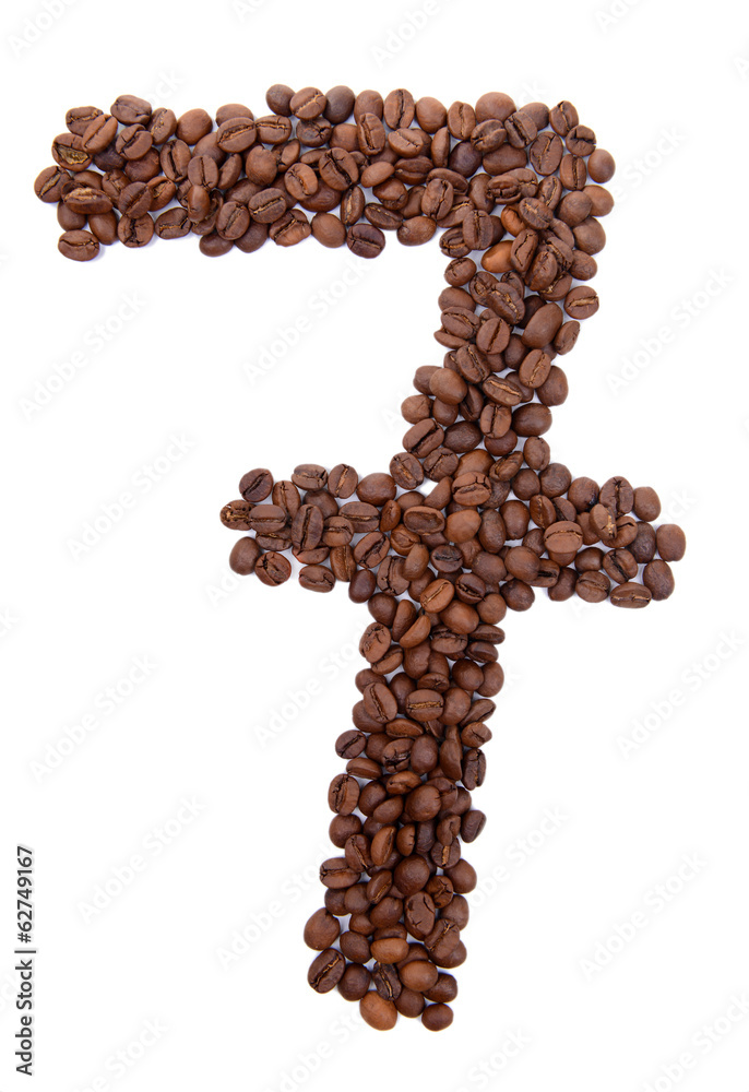 Number from coffee beans isolated on white Number from coffee beans isolated on white