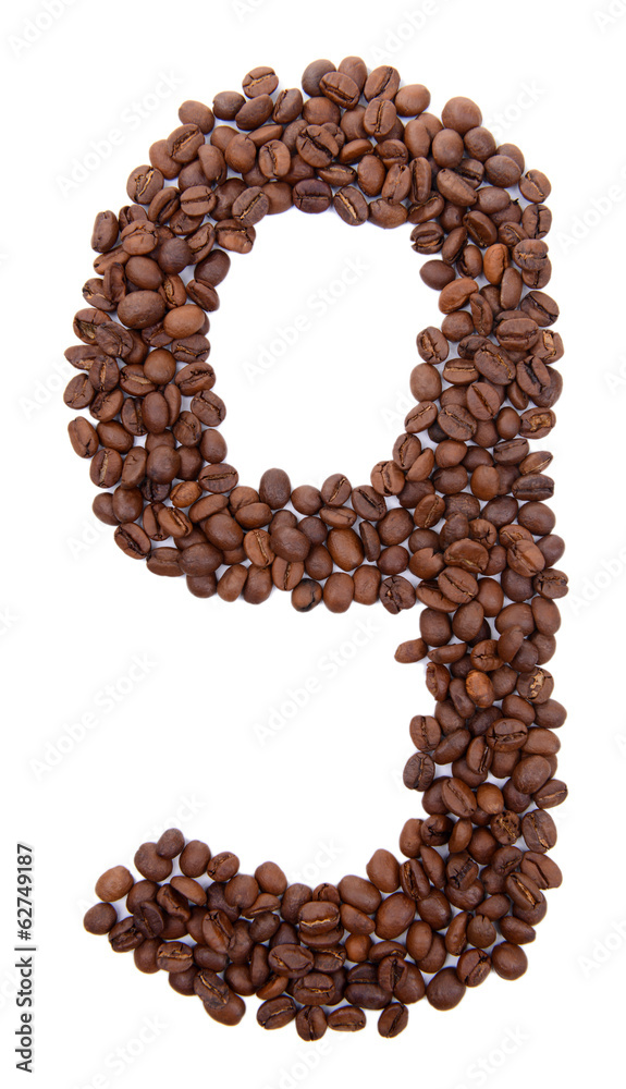 Number from coffee beans isolated on white Number from coffee beans isolated on white