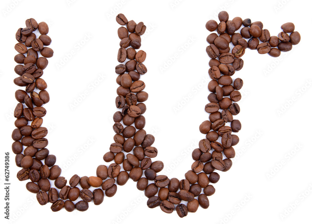 Alphabet from coffee beans isolated on white Alphabet from coffee beans isolated on white
