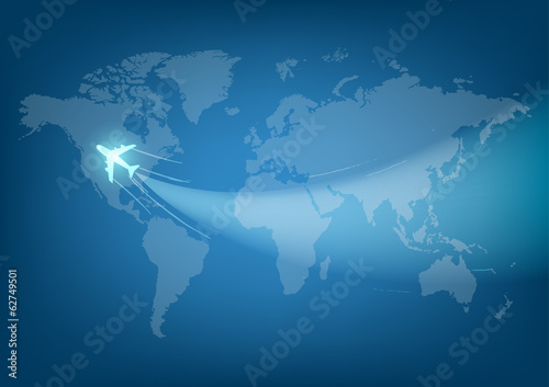 vector world travel map with airplanes