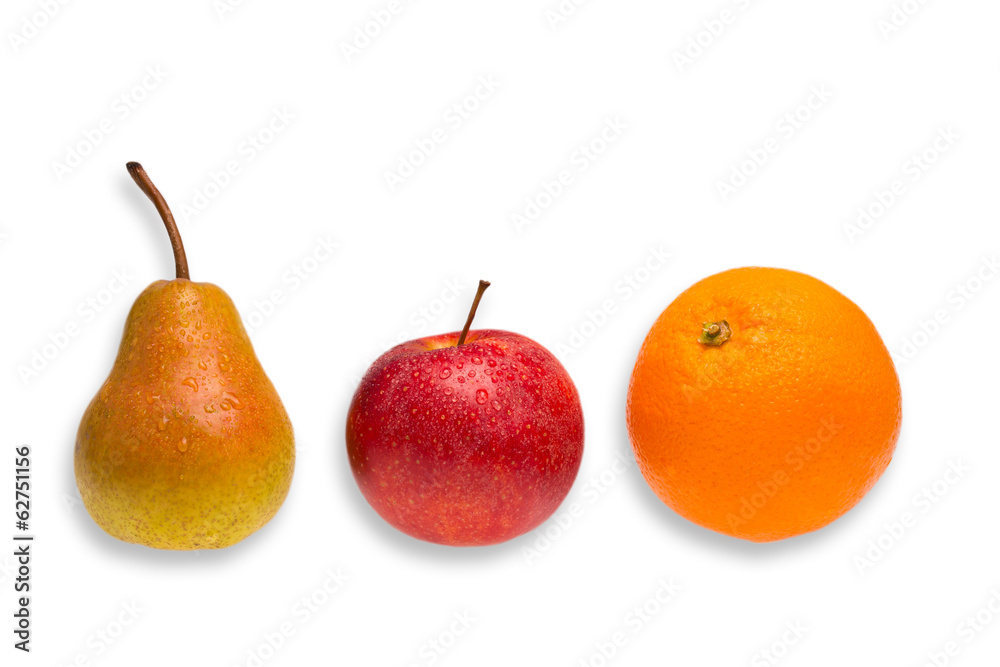 Vergleich von Apfel, Birne und Orange Vergleich von Apfel, Birne und Orange