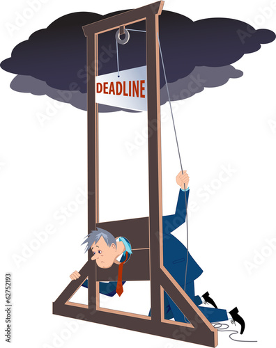 Businessman under a guillotine deadline