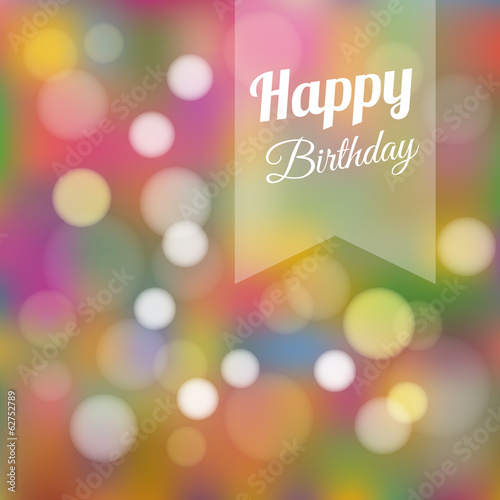 Cute colorful birthday card invitation with lights, vector