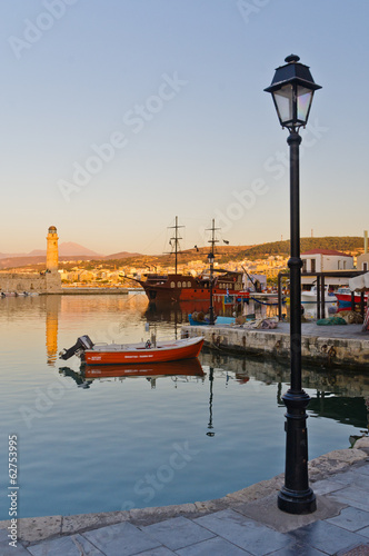 Rhetymno old harbour at evening  island of Crete