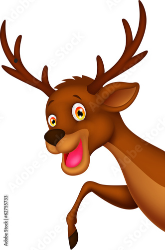 Cute cartoon deer waving