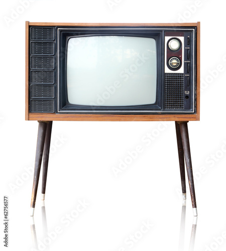 Vintage analog television isolated, clipping path.