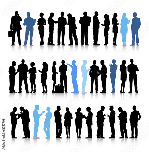 Silhouettes of Business People Group Vector