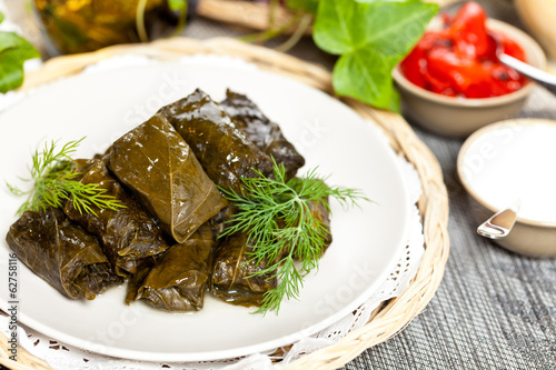 Stuffed Grape Leaves. Dolma. Azerbaijan, Greek Cuisine