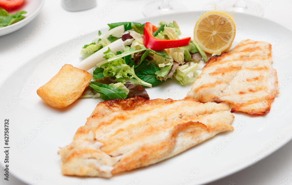 Seabass fillet in plate