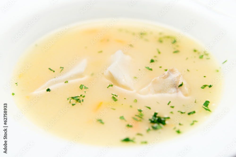 Fish soup cooked in mediterranean style