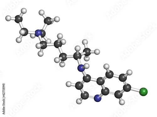 Chloroquine malaria drug molecule. Used to treat malaria.