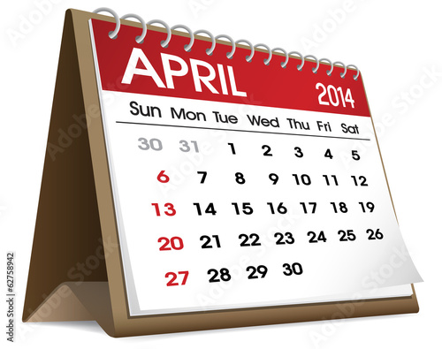 Calendar of April 2014 Vector